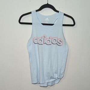 Adidas Blue Logo Racerback Tank Top with Knotted Waist Girls Size L 14